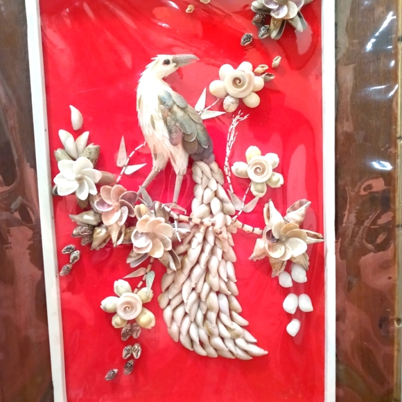 Vintage bird made from shells.Mcm